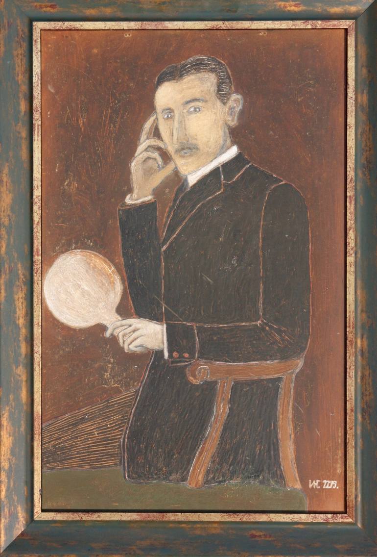 770x1136 Saatchi Art Nikola Tesla Painting By Ivana - Nikola Tesla Painting