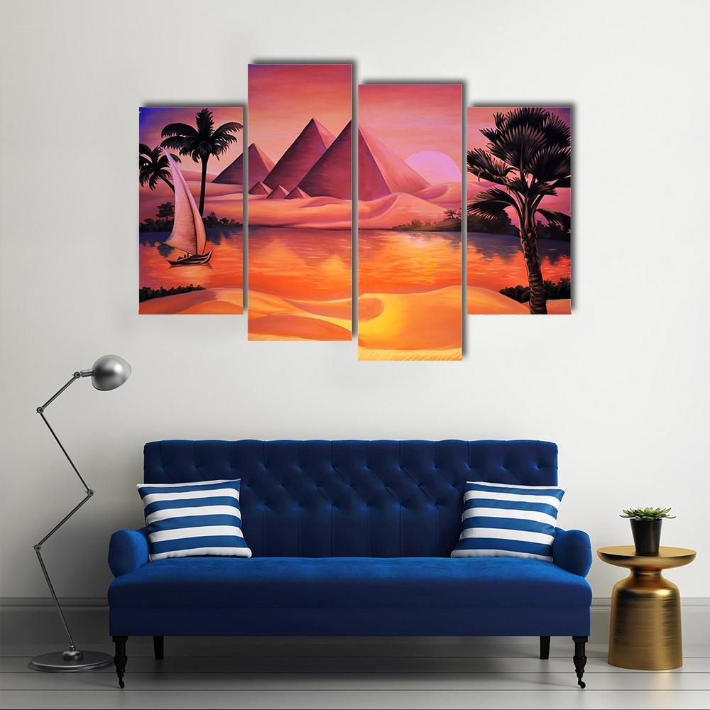 1000x1000 Painting Of Ancient Egypt And Nile River Multi Panel Canvas Wall - Nile River Painting