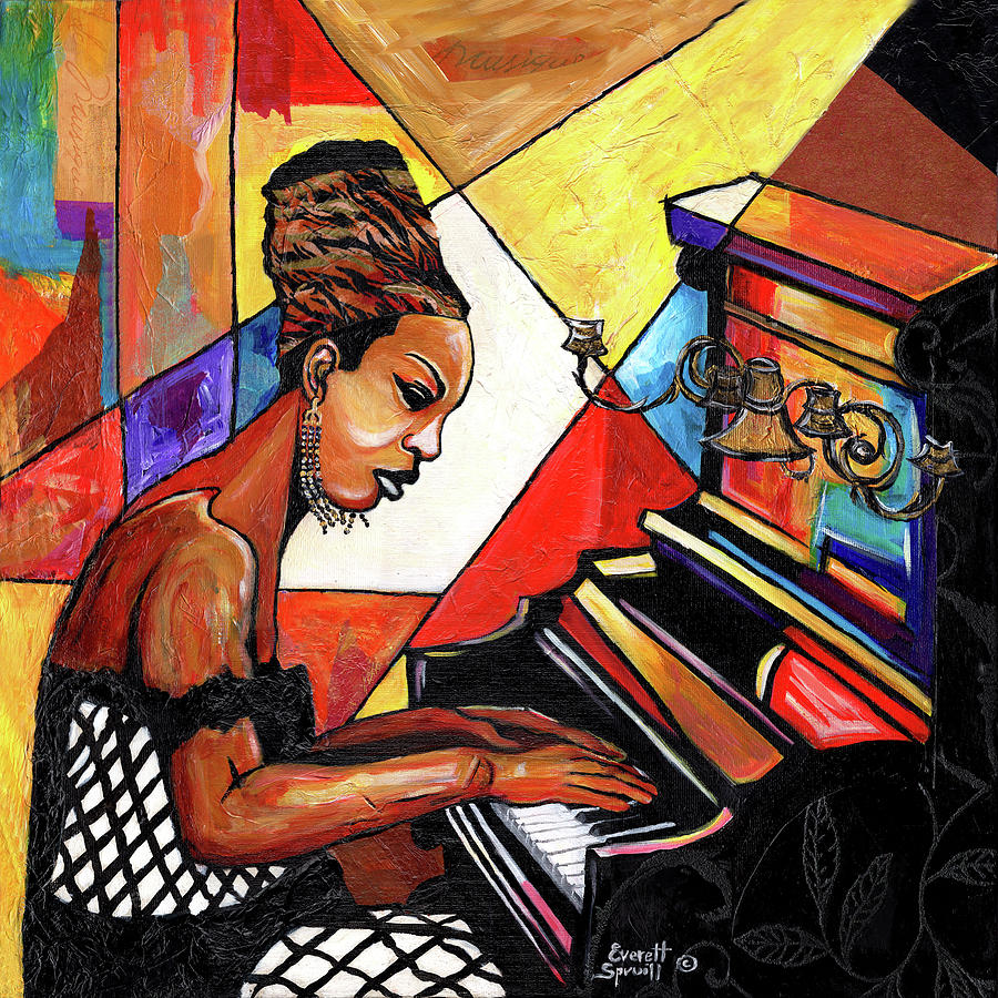 900x900 Nina Simone Mixed Media By Everett Spruill - Nina Painting