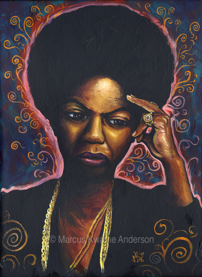 700x963 Nina Simone Painting Marcus Kwame Anderson - Nina Painting