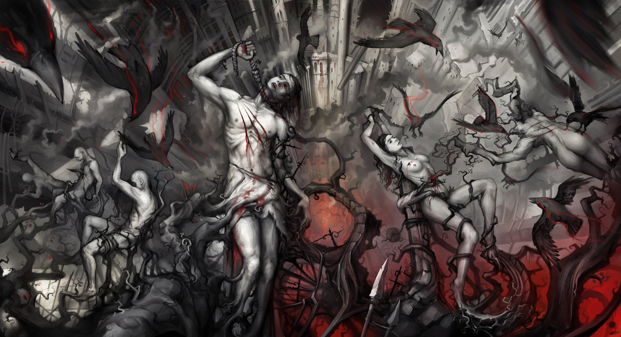 1213x658 The Seventh Circle Of Hell By Haryarti - Nine Circles Of Hell Painting