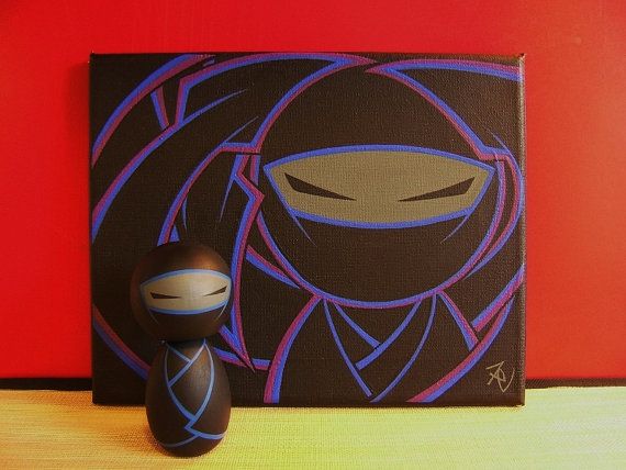 570x428 Ninja Painting And Kokeshi Doll Set By Kokeshi Clan By Artist - Ninja Painting