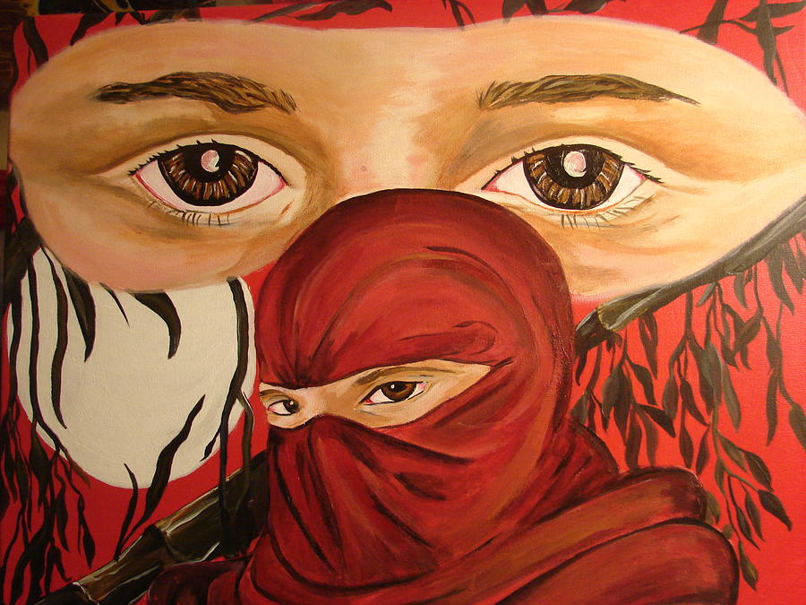 900x675 Red Ninja Painting By Lorinda Fore - Ninja Painting