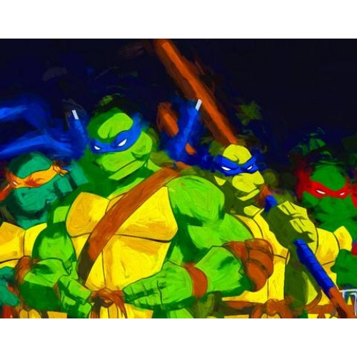 500x500 Ninja Turtles Sketch For Canvas Painting - Ninja Turtle Canvas Painting