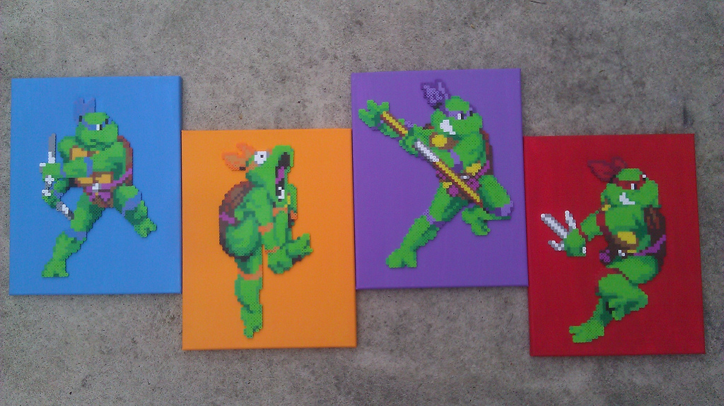 1024x575 Tmnt Turtles In Time Sprites Canvas By Everydayimspriting - Ninja Turtle Canvas Painting