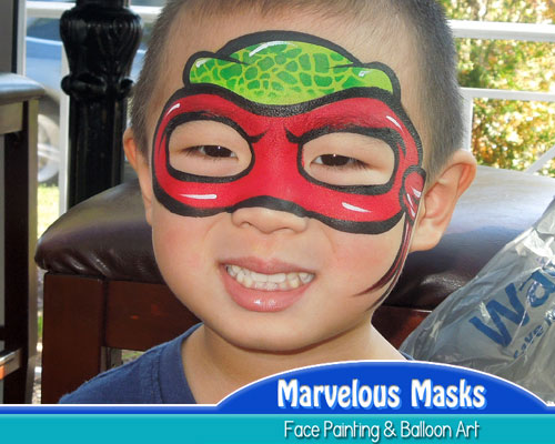 500x400 Marvelous Masks Fun Face Art Designs For Birthday Parties - Ninja Turtle Face Painting