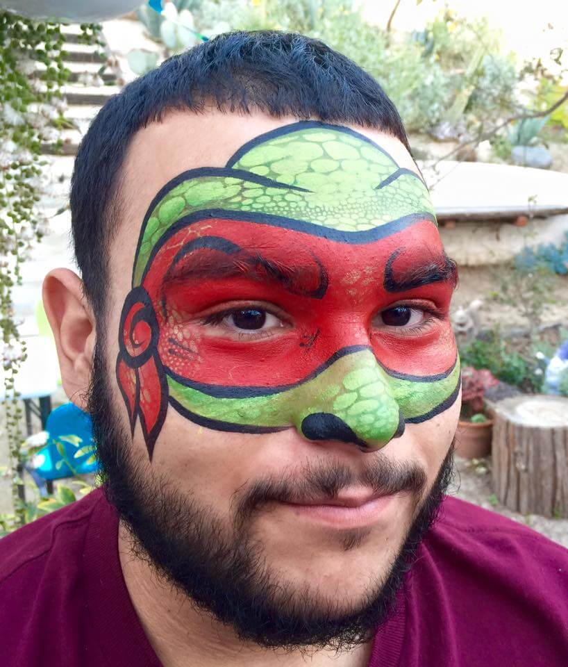 818x960 Ninja Turtle Face Paint Bluetiful The Clown - Ninja Turtle Face Painting