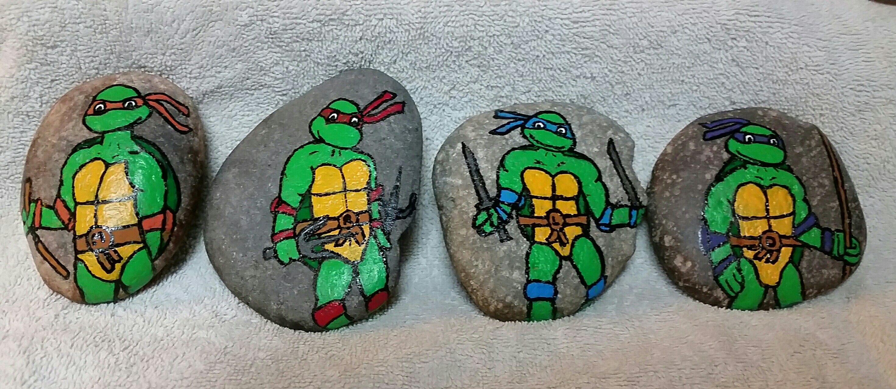 2941x1278 Tmnt Teenage Mutant Ninja Turtles Painted Rocks By Ashley V Harcus - Ninja Turtle Painting