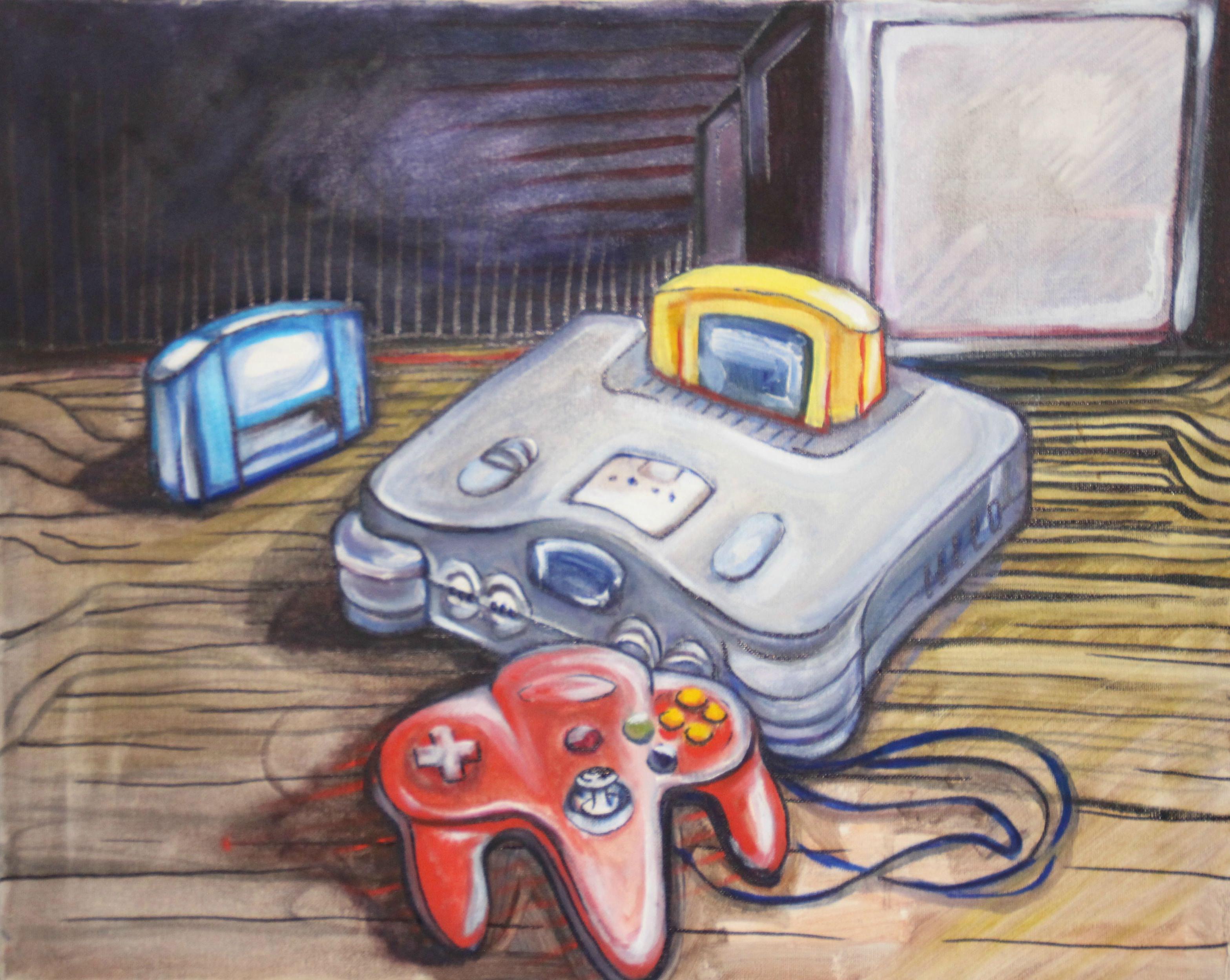 3134x2497 Nintendo Sixtayfo Oil N Acrylic Painting - Nintendo Painting