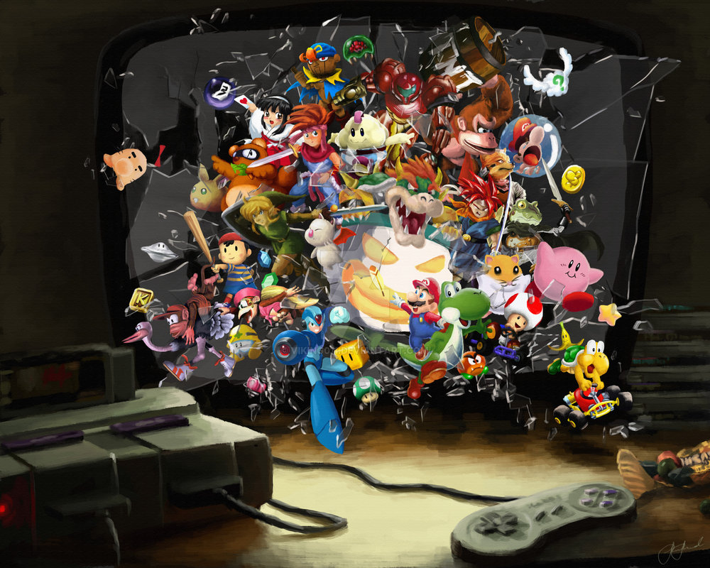 1000x800 Super Nintendo Mashup By Viking011 - Nintendo Painting