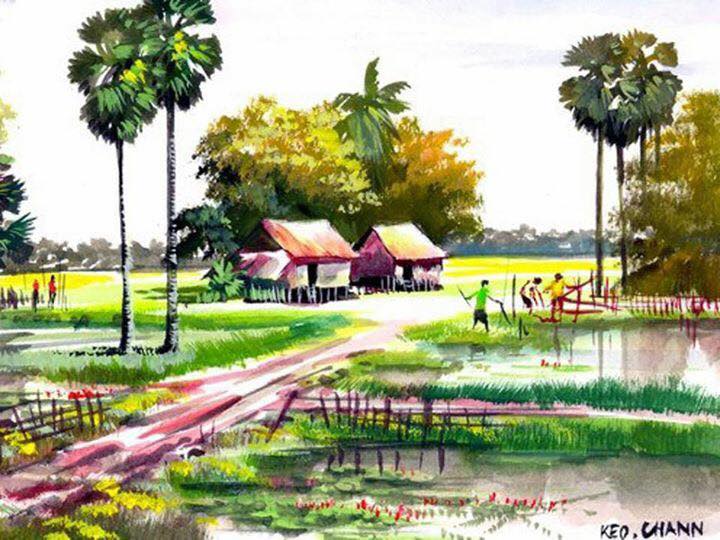 720x540 Nice Painting A Nipa Hut - Nipa Hut Painting