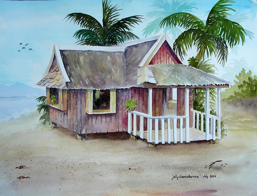 900x686 Nipa Hut Painting By Jelly Starnes - Nipa Hut Painting