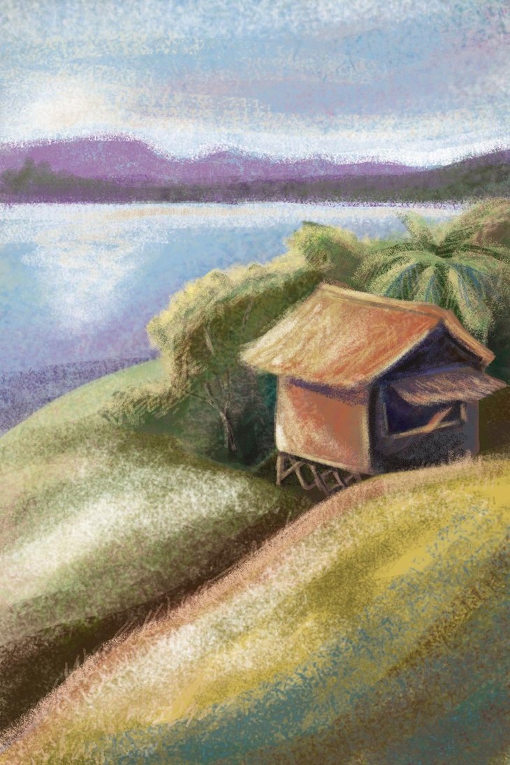 730x1095 Nipa Hut By Donnat - Nipa Hut Painting
