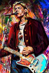 200x300 Kurt Cobain Art Print, Cobain Canvas, Nirvana Painting, Kurt - Nirvana Painting