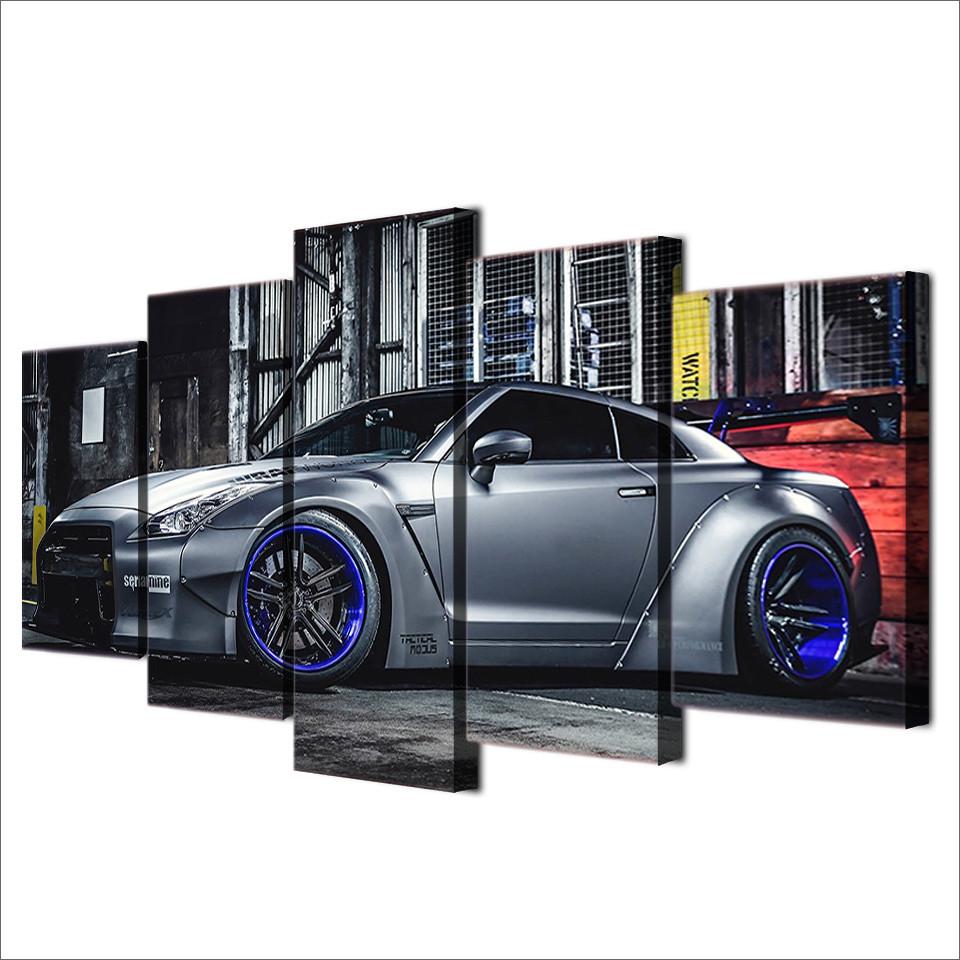 960x960 5 Pcs Canvas Art Sports Car Nissan Gtr R35 Skyline Panel Print - Nissan Gtr Painting