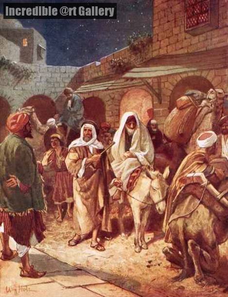 469x610 Joseph And Mary Arrive - No Room At The Inn Painting