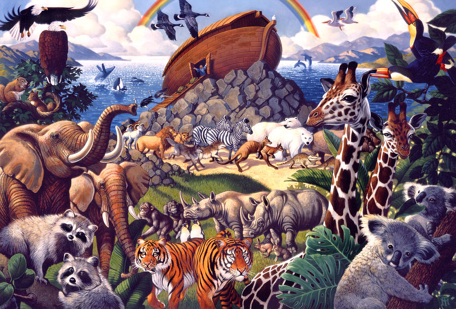 900x610 Noah's Ark Painting By Mia Tavonatti - Noah And The Ark Painting