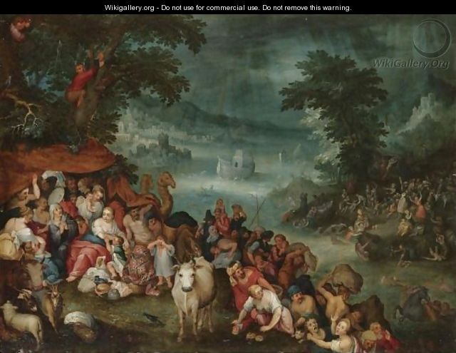 640x495 The Flood With Noah's Ark In The Background - Noah And The Ark Painting