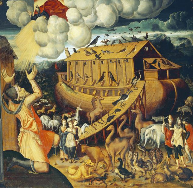 634x619 Reading The Bible The Flood - Noah From The Bible Painting