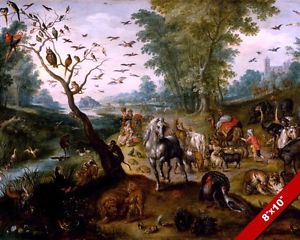 300x240 Animals Gathering For Noah's Ark Painting Bible History Art Real - Noah From The Bible Painting
