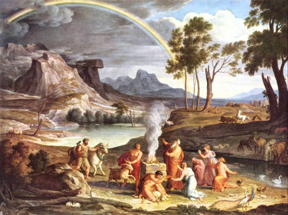1000x745 Landscape With The Sacrifice Of (1814) By Joseph Anton Koch - Noah Painting