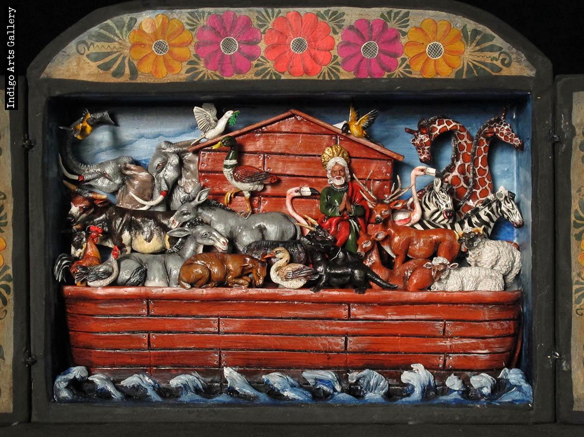 1200x898 Noah's Ark Retablo Indigo Arts - Noahs Ark Painting Famous
