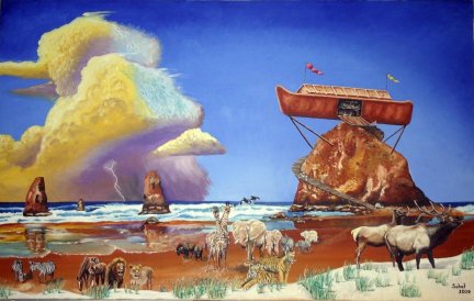 432x274 Noah's Ark On Haystack Original Oil Steve Sokol Art - Noahs Ark Painting Famous