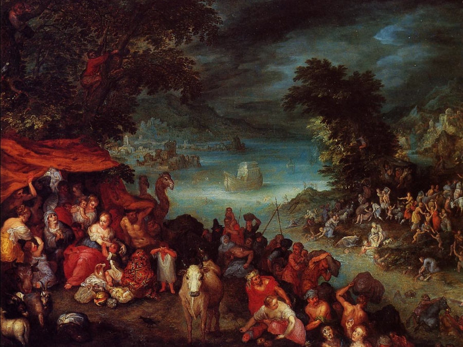 900x675 The Flood With Noah's Ark (Zurich) Brueghel Family Jan Brueghel - Noahs Ark Painting Famous