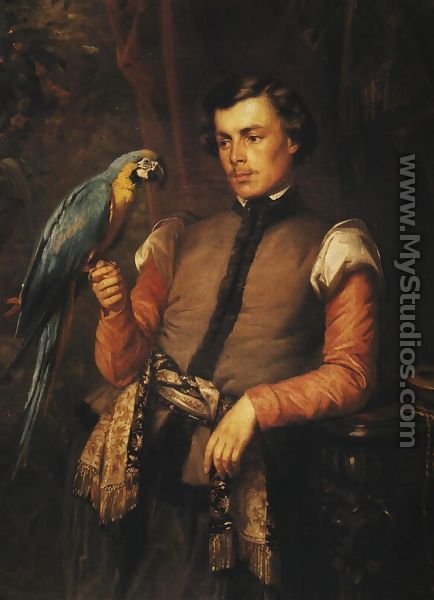 434x600 Nobleman With A Parrot By Jozef Simmler - Nobleman Painting