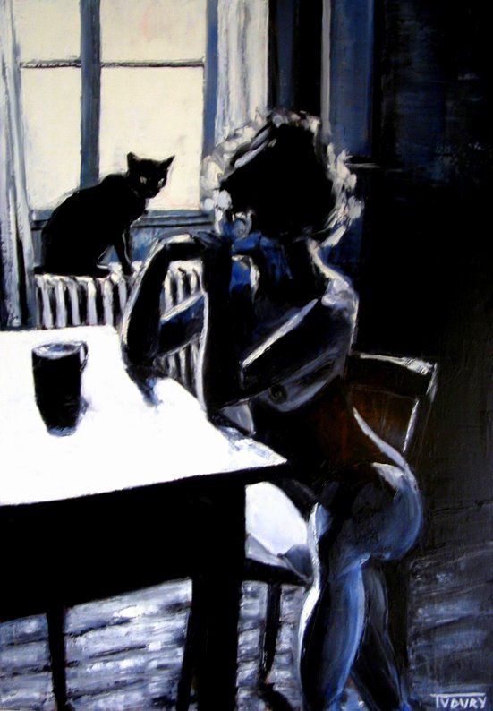 551x794 Le Chat Noir, Painting, Oil By Jean Marc Tudury Le - Noir Painting
