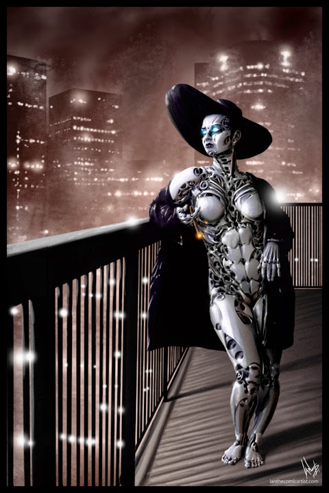 480x720 Noir Punk Robot Painting - Noir Painting