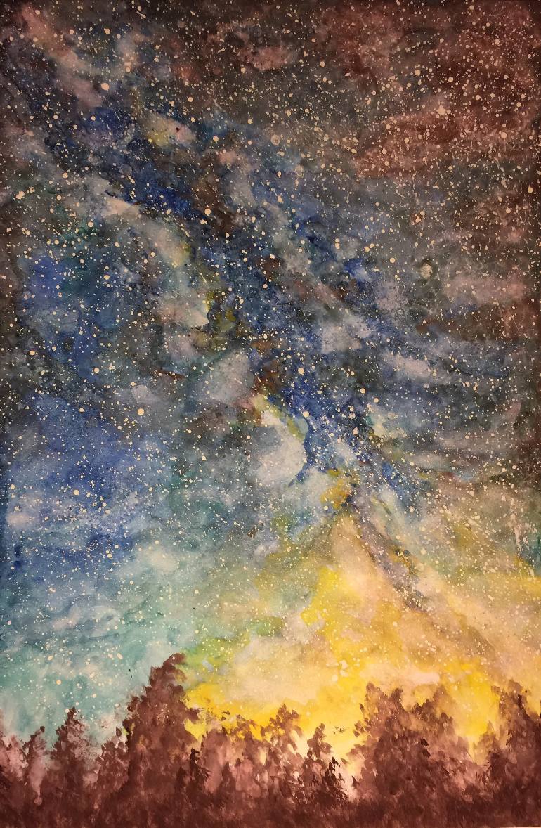 770x1178 Saatchi Art Watercolor Painting,nordic Lights Painting By Selda Art - Nordic Painting