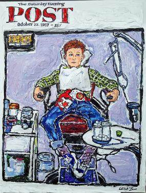 285x377 Leslie Lew - Norman Rockwell Dentist Painting
