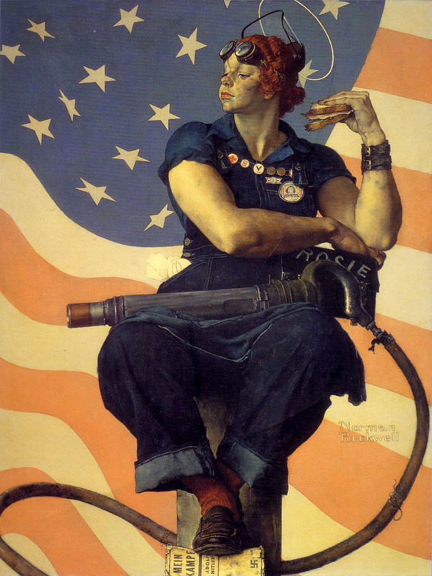 606x807 Original Model For Rosie Riveter, Passed Away At 92 - Norman Rockwell Original Painting