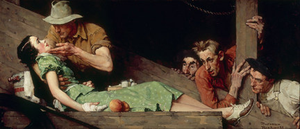 432x186 Norman Rockwell George Lucas And Steven Spielberg Open Their - Norman Rockwell Original Painting Prices