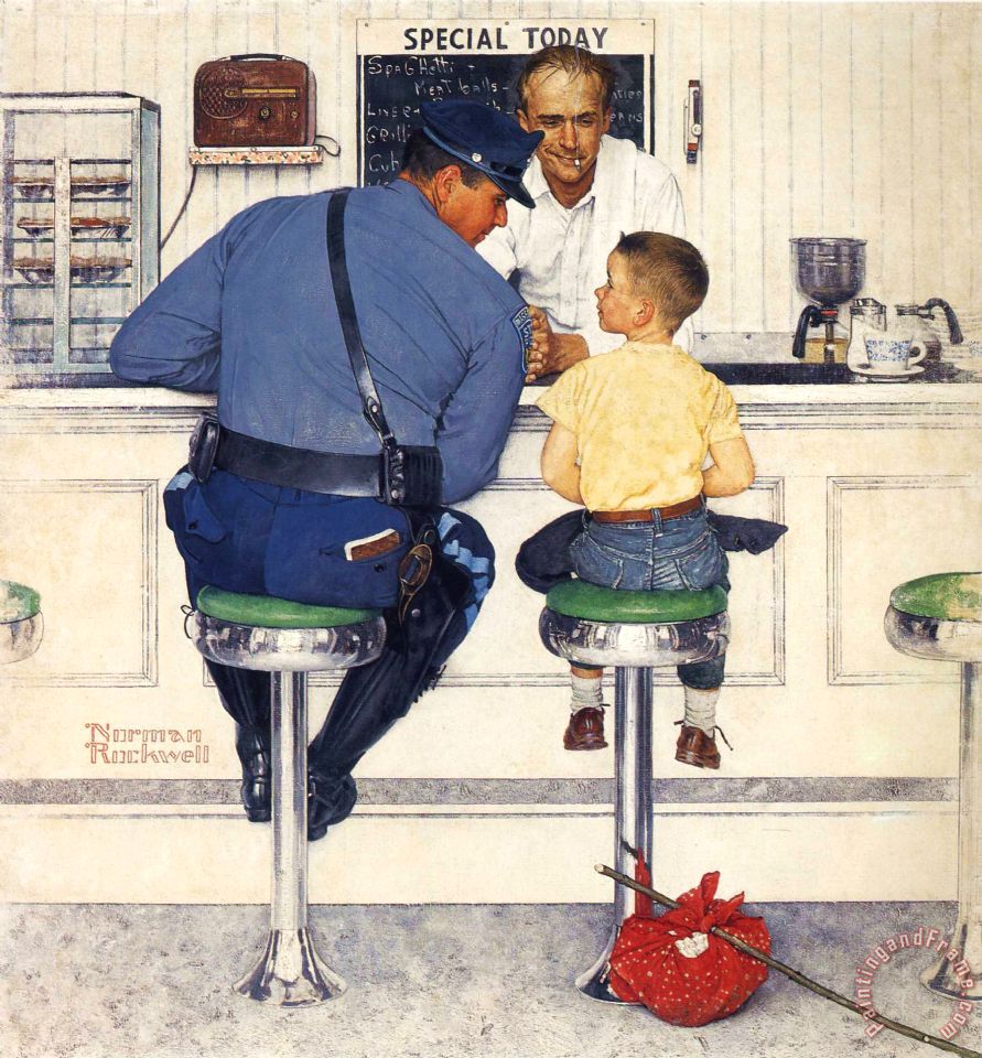891x960 Norman Rockwell The Runaway 1958 Painting - Norman Rockwell Painting