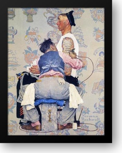 400x500 Tattoo Artist 20x22 Framed Art Print By Rockwell - Norman Rockwell Sailor Painting
