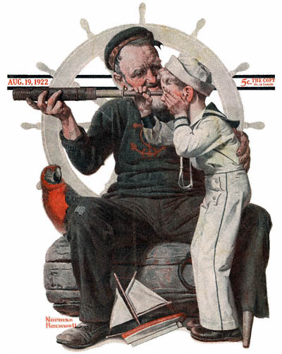 400x501 Boy Looking Through Telescope, The 8191922 Norman Rockwell - Norman Rockwell Sailor Painting