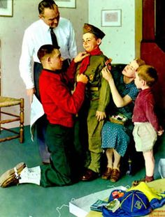 rockwell norman scouts paintings boy scout veterinarian painting proud mighty america prints scouting 1958 american vintage family csatari am paintingvalley
