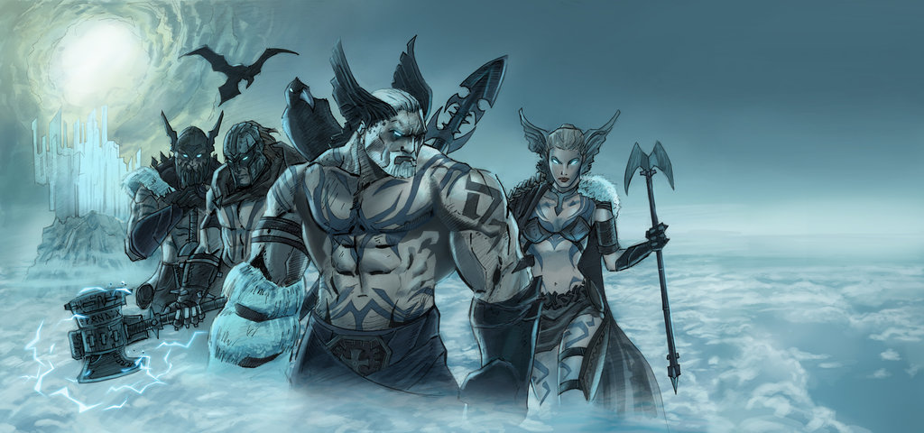 1024x480 Norse Gods, Wall Painting By Alanstain - Norse Painting