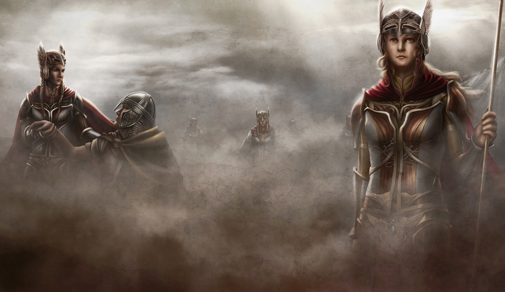 1037x600 Ride Of The Valkyries By Evakedves - Norse Valkyrie Painting