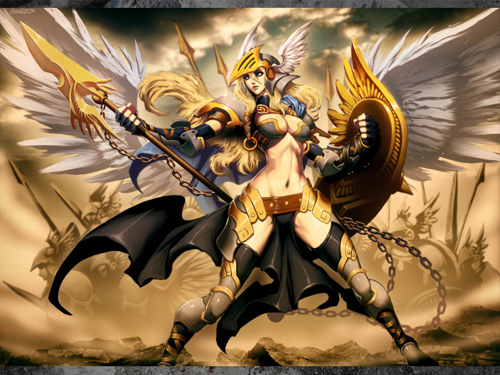 1024x768 Valkyrie By Genzoman - Norse Valkyrie Painting