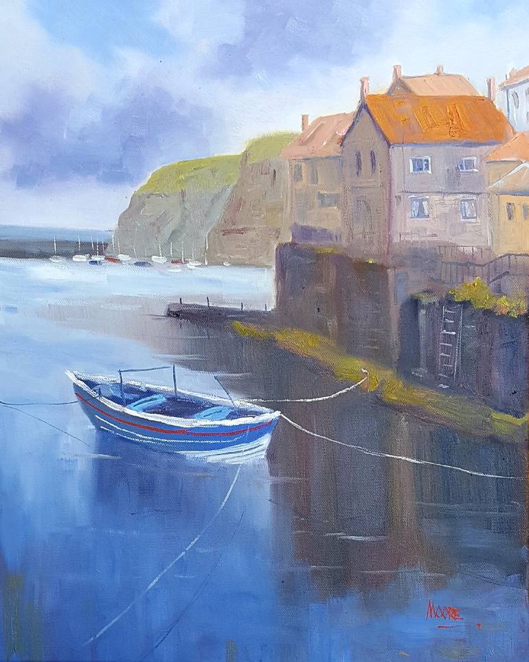 770x964 Saatchi Art Staithes On North Yorkshire Coast Painting By Rod Moore - North Coast Painting