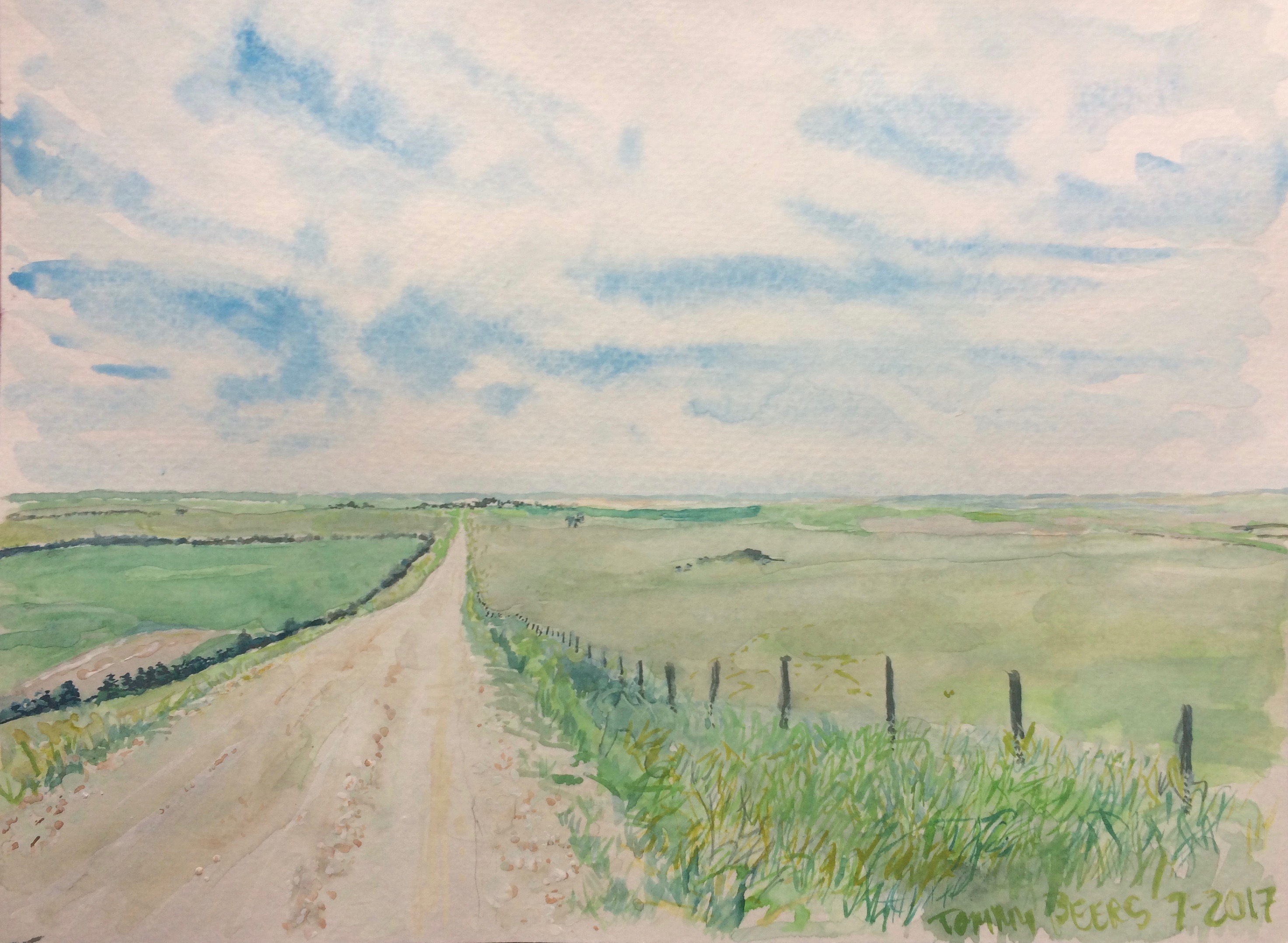 2946x2159 Great Plains, South Dakota Painter On A Bicycle - North Dakota Painting