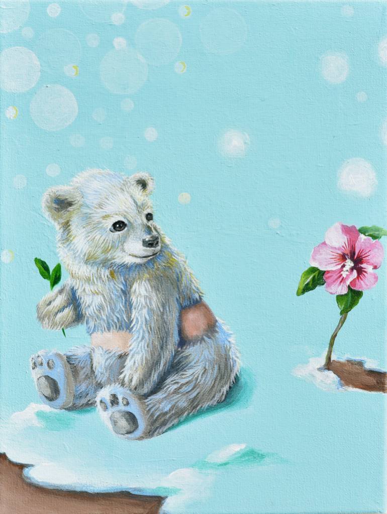 770x1023 Saatchi Art A Shaved Polar Bear And Spring In North Pole Painting - North Pole Painting