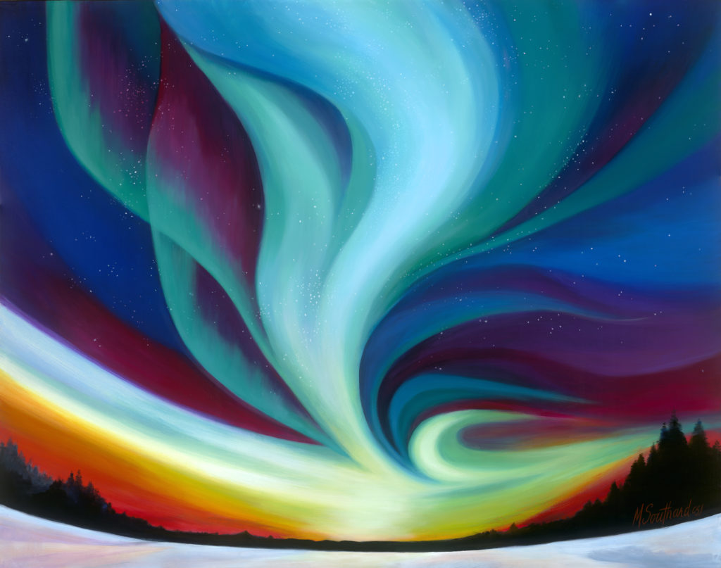 1024x807 Northern Lights Mary Southard Art - Northern Lights Acrylic Painting