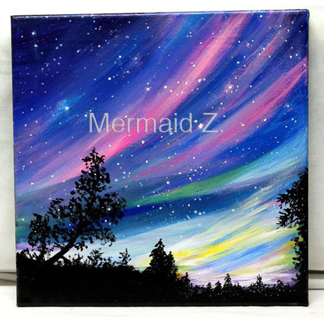 640x640 Hand Painted Abstract Oil Painting Northern Lights Acrylic - Northern Lights Acrylic Painting