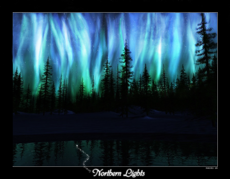 900x700 Northern Lights By Macrogfx - Northern Lights Acrylic Painting