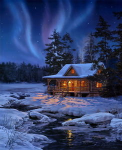 244x300 Modern Art Decor Beautiful Alaska Northern Lights Oil Painting - Northern Lights Oil Painting