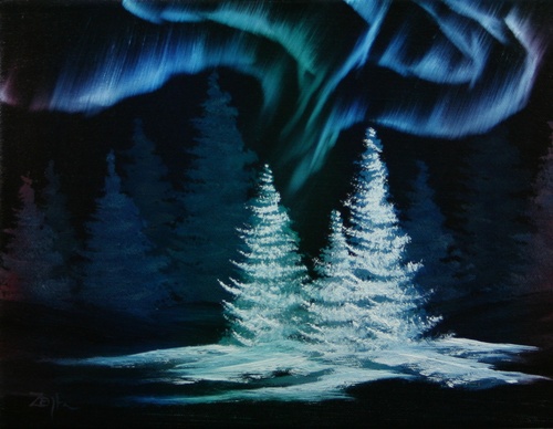 500x388 Northern Lights ( Evening Oil Painting Class) 3summer Arts - Northern Lights Oil Painting